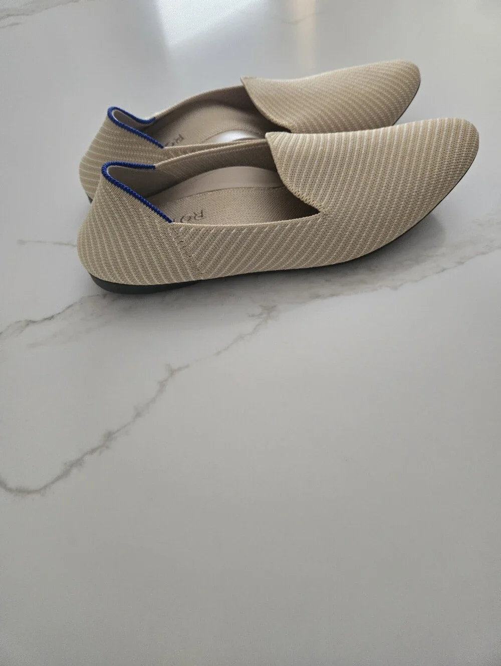 Rothy's Beige Knit Almond Loafers